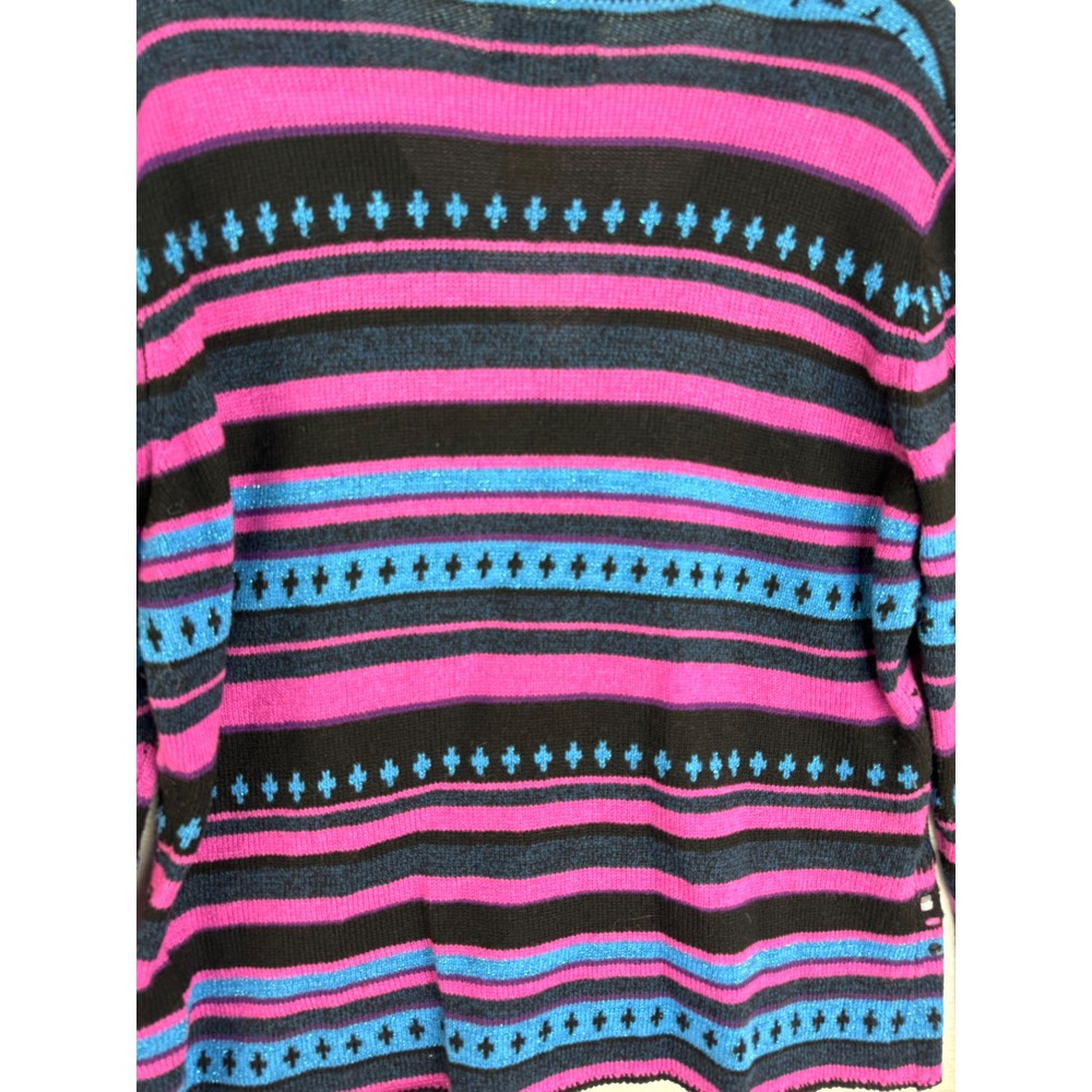St Johns Bay Vintage Cardigan Sweater XL Pink Blue Sequin Beaded Lambswool Blend - Picture 8 of 8